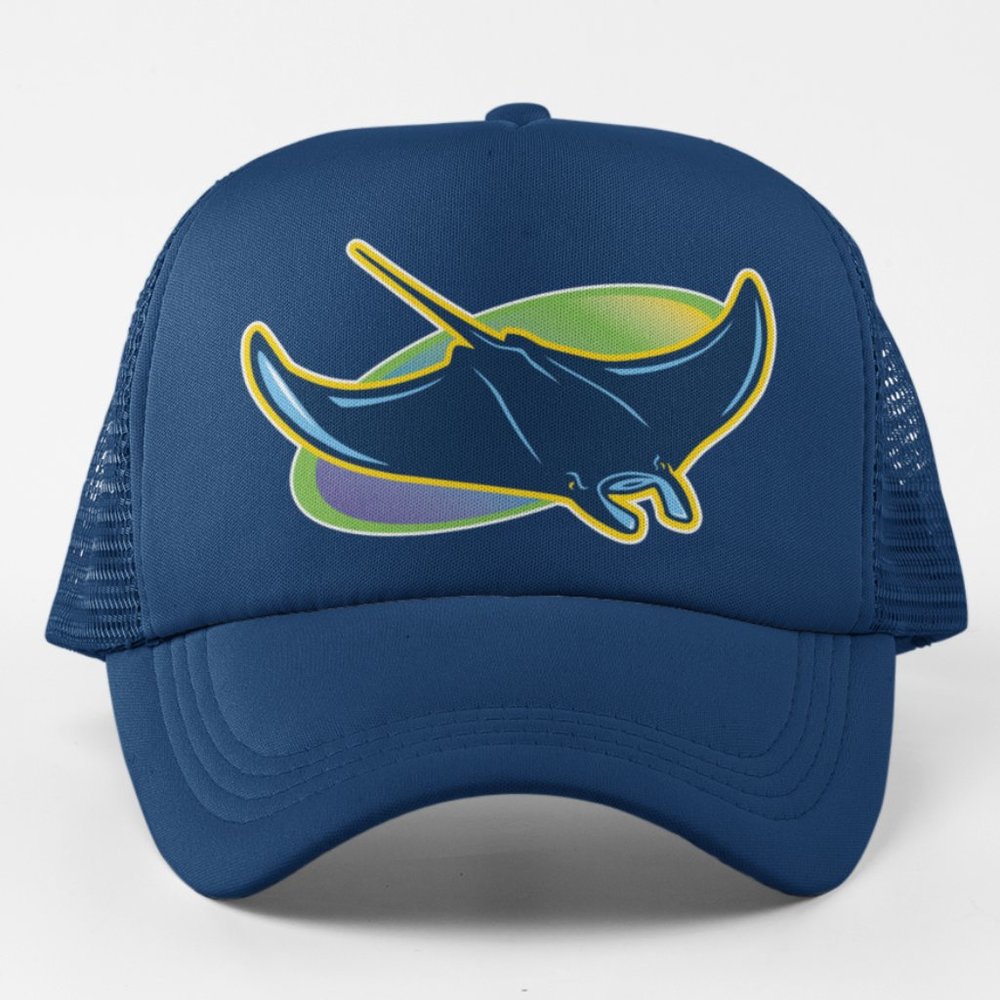 NEW Tampa Bay Devil Rays Logo Foam Trucker Mesh Snapback Hat NAVY